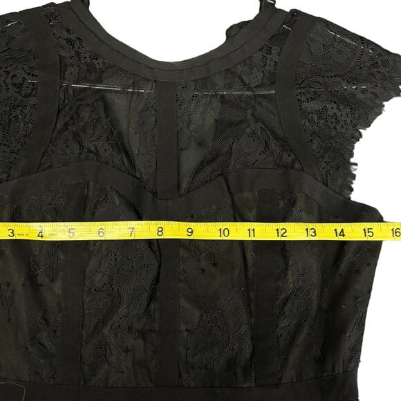 Parker Black lace cocktail dress 2  gothic witchy goblincore midi sheer illusion - Picture 9 of 15